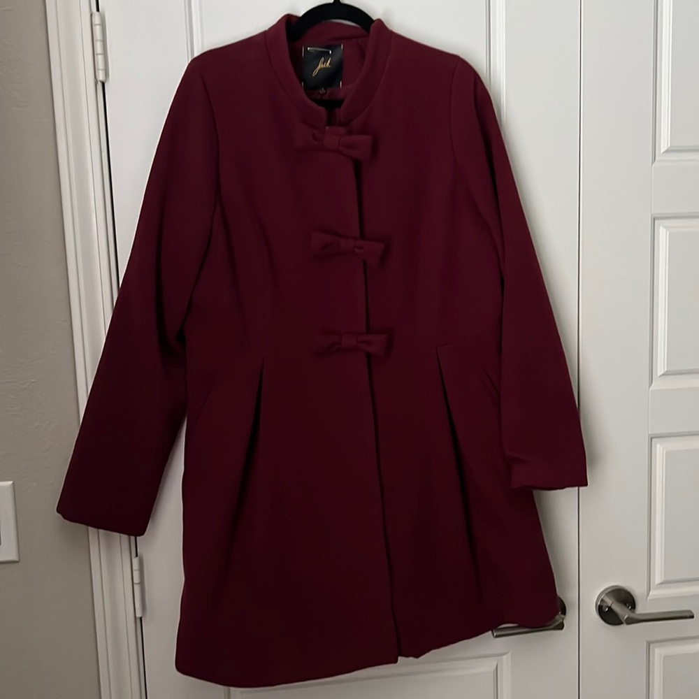 Burgundy Bow Pea Coat